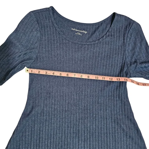 Soft Surroundings Womens Blue Ribbed Knit Maxi Dress XS Stretch Lounge Classic - Picture 4 of 6